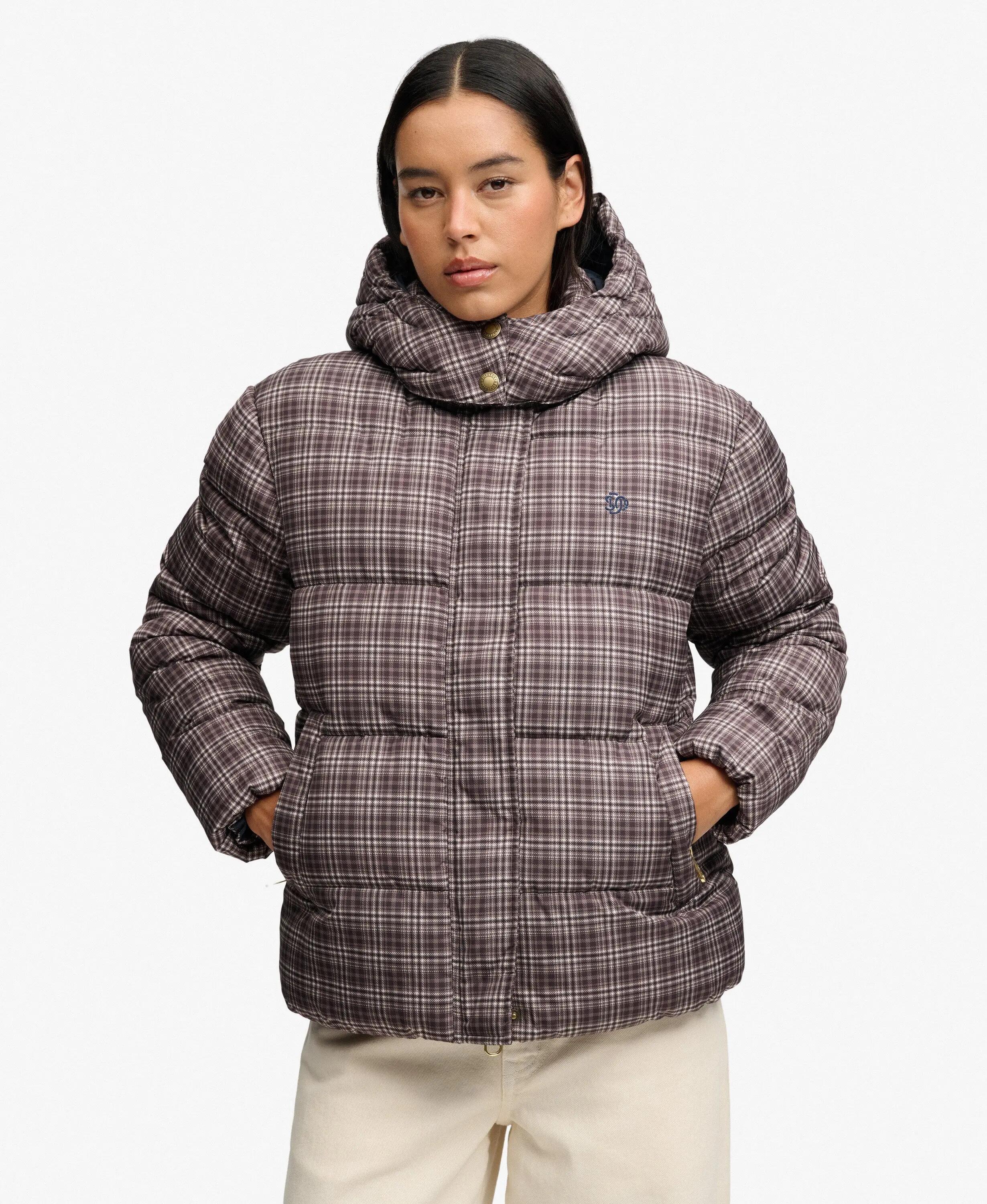 superdry Giacca Puffer Premium a Quadri – 100% Poliestere Riciclato – Chestnut 5/7