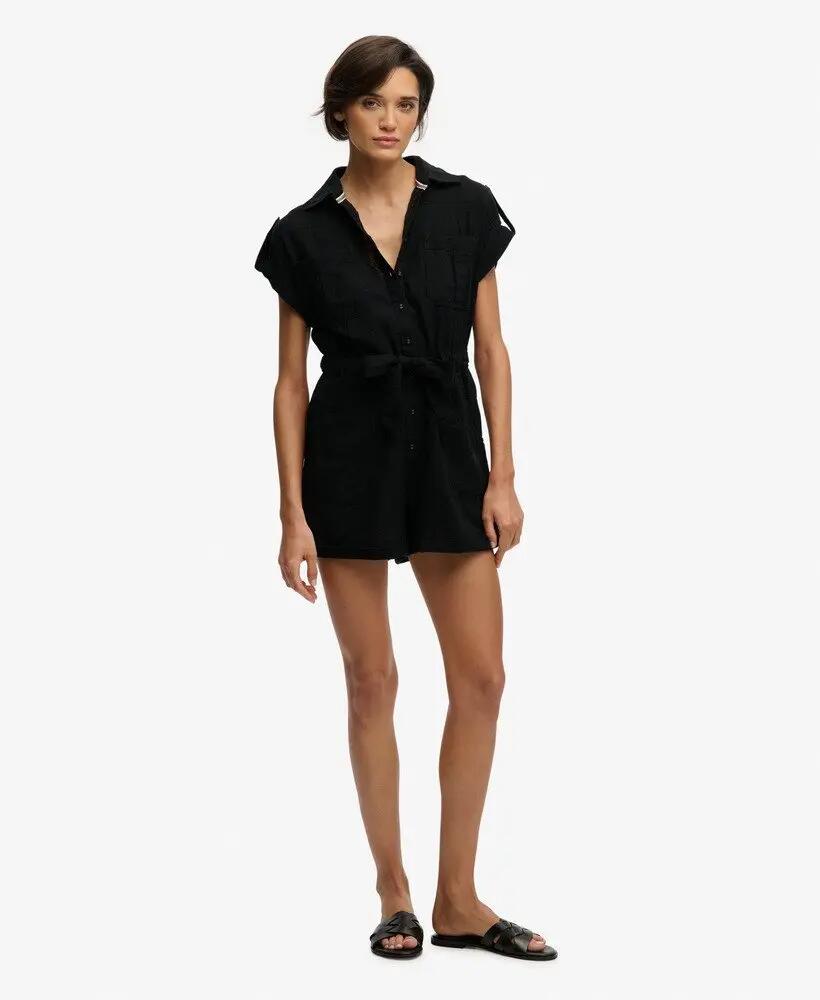 superdry Tuta corta Utility con cintura in cotone biologico – Nero – Black 5/7