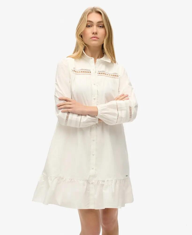 superdry Vestido-chemise Lace Mix em algodão Chalk White 2/7