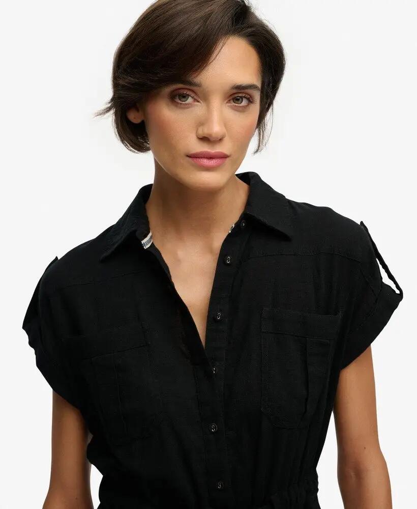 superdry Tuta corta Utility con cintura in cotone biologico – Nero – Black 4/7