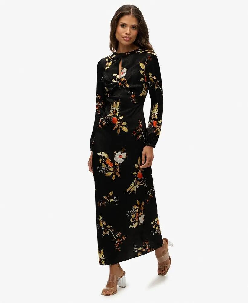 superdry Maxi-jurk jacquard lange mouw – slim fit 3/7