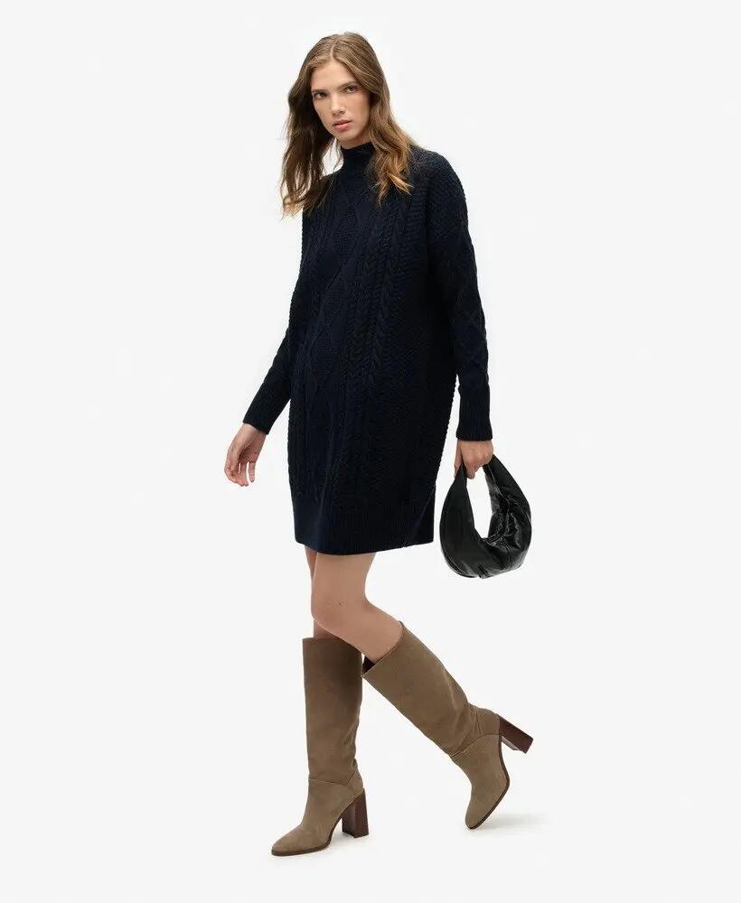 superdry Vestido de malha com tranças oversize 3/6