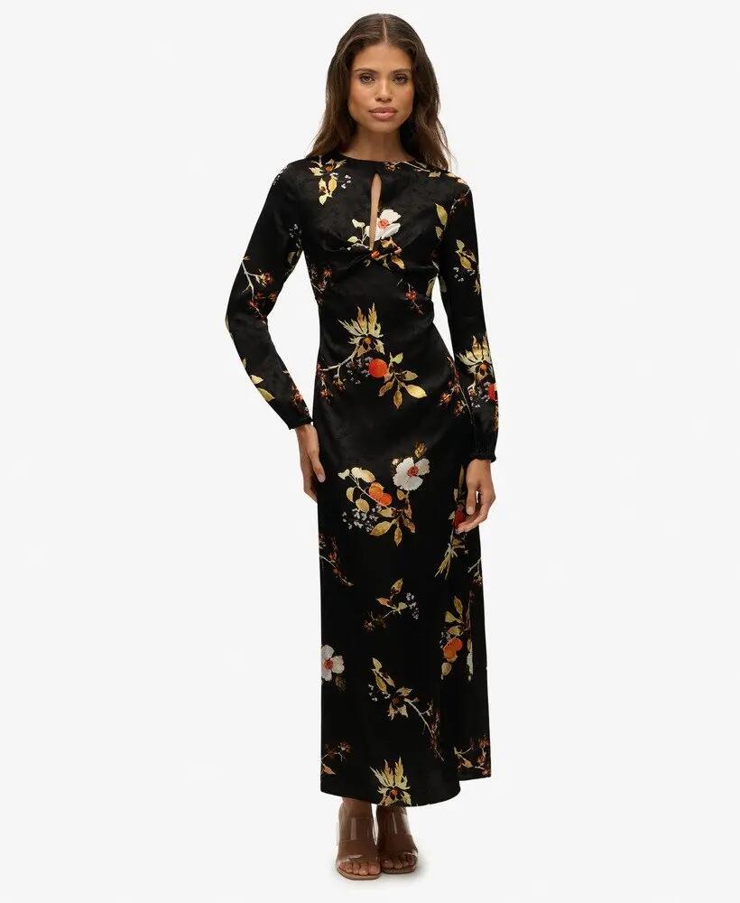 superdry Maxi-jurk jacquard lange mouw – slim fit 2/7