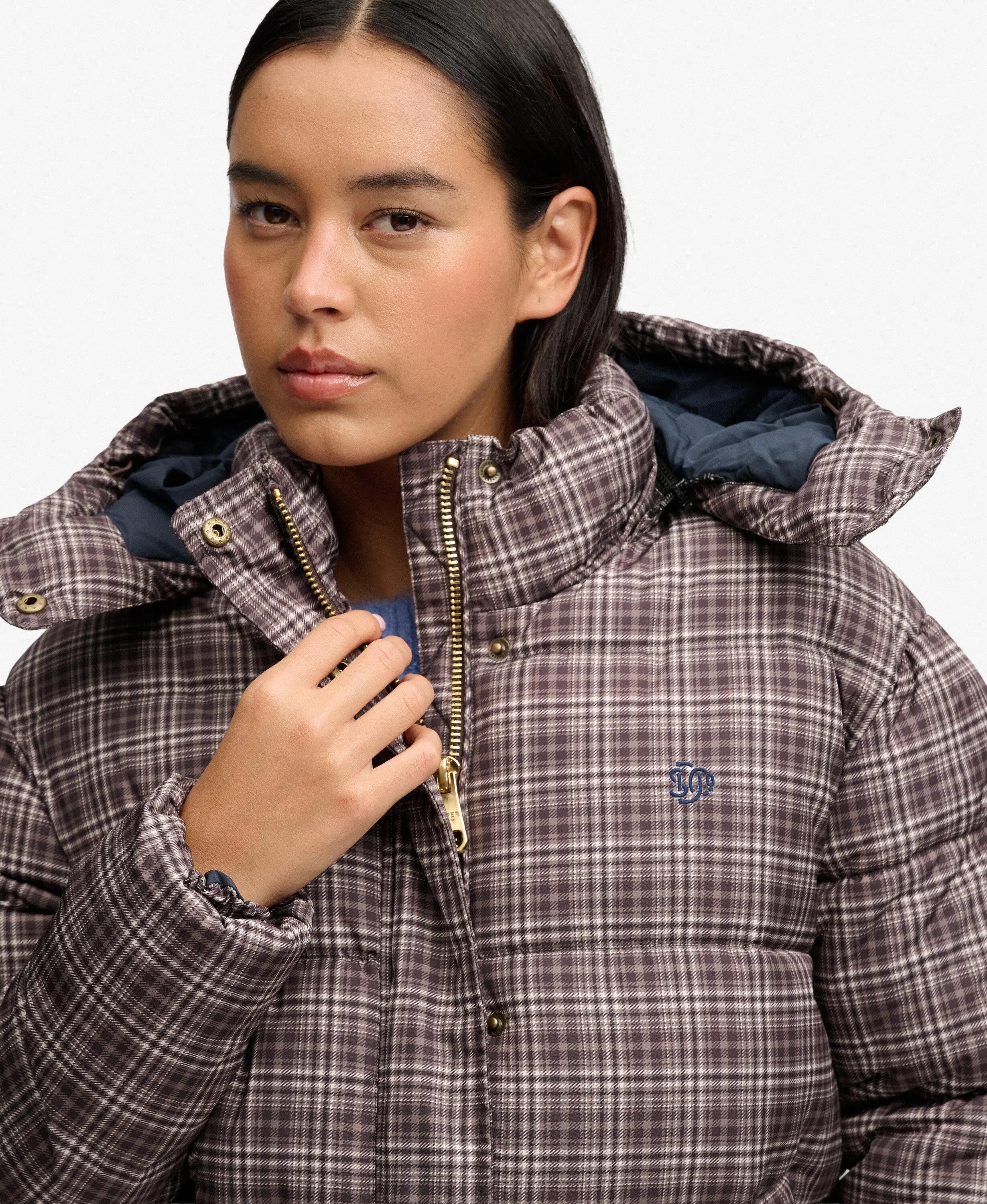 superdry Giacca Puffer Premium a Quadri – 100% Poliestere Riciclato – Chestnut 4/7