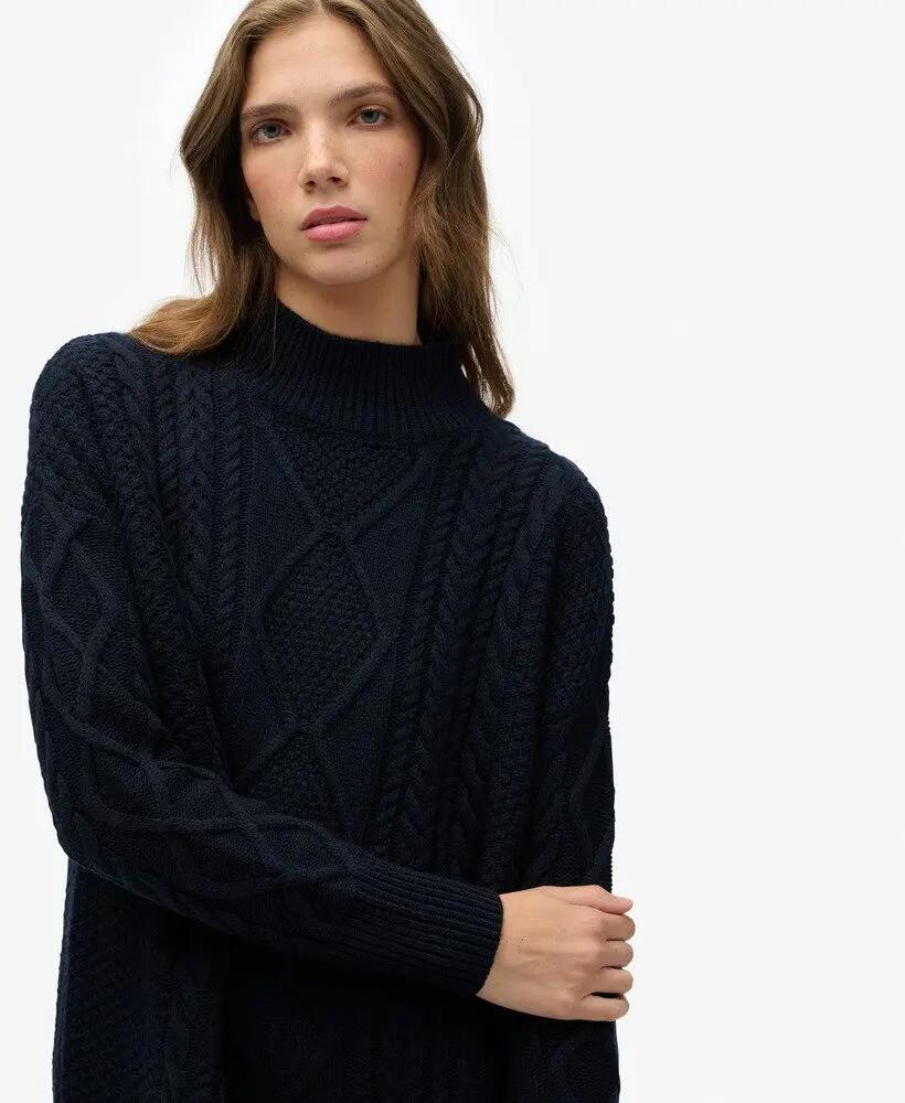 superdry Vestido de malha com tranças oversize 2/6