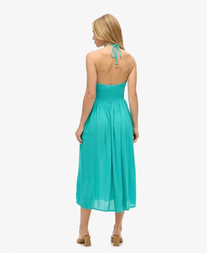superdry Vestido midi Cut Out em viscose Tropical Green 4/7