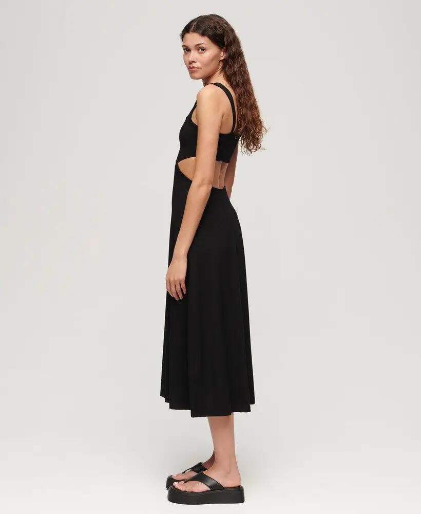 superdry Vestido midi em jersey com corte – Preto 3/7