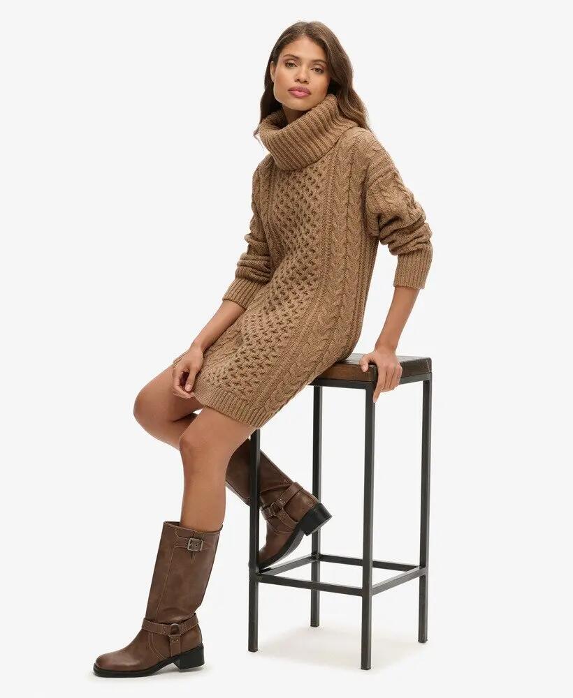 superdry Vestido Camisola Gola Alta Cable 2/6