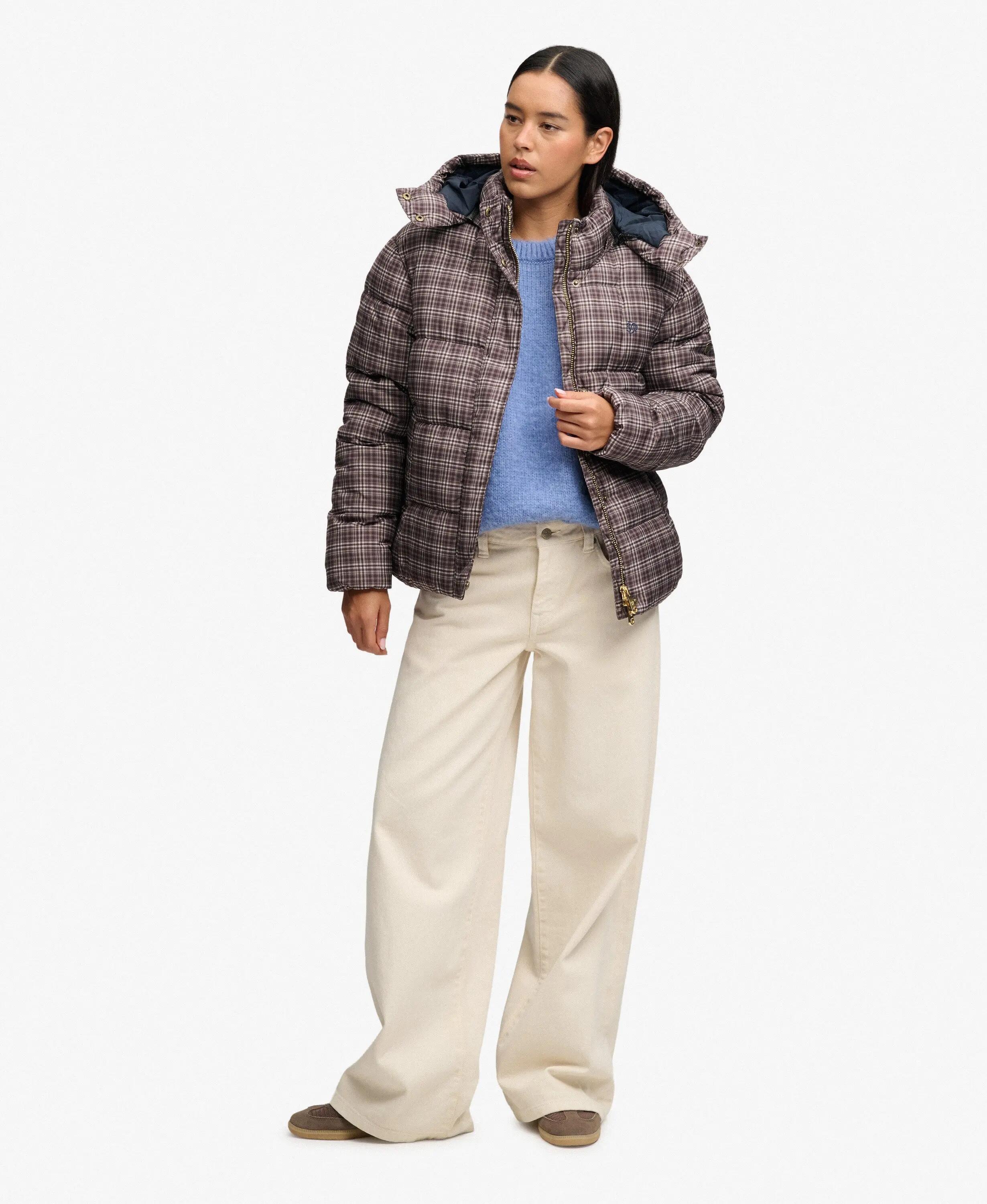 superdry Giacca Puffer Premium a Quadri – 100% Poliestere Riciclato – Chestnut 3/7