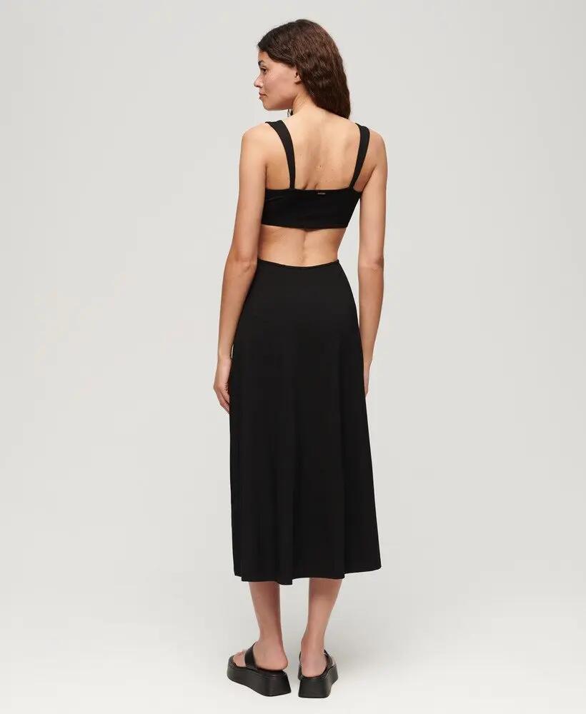 superdry Vestido midi em jersey com corte – Preto 2/7