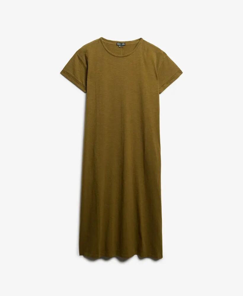 superdry Midi T-shirt Dress em algodão – KHAKI 7/7