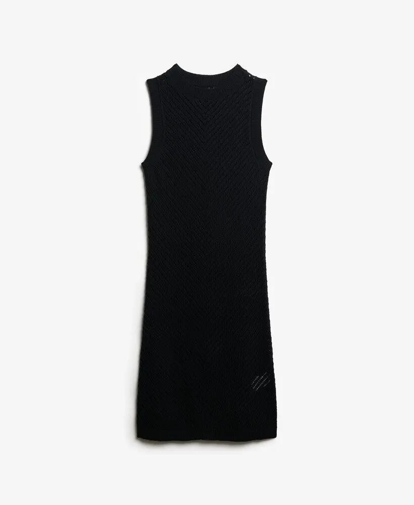 superdry Chevron Häkel-Mini-Kleid aus Bio-Baumwolle - Schwarz 6/6