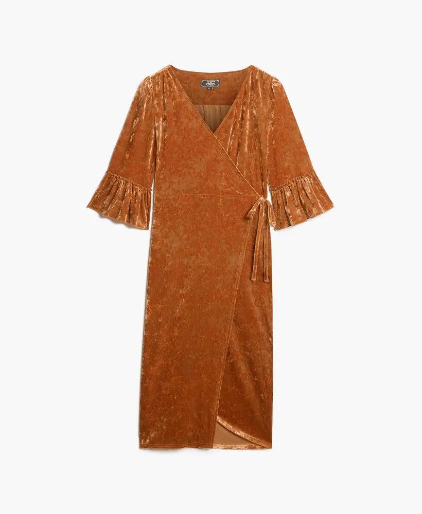 superdry Vestido midi cruzado em veludo 6/6