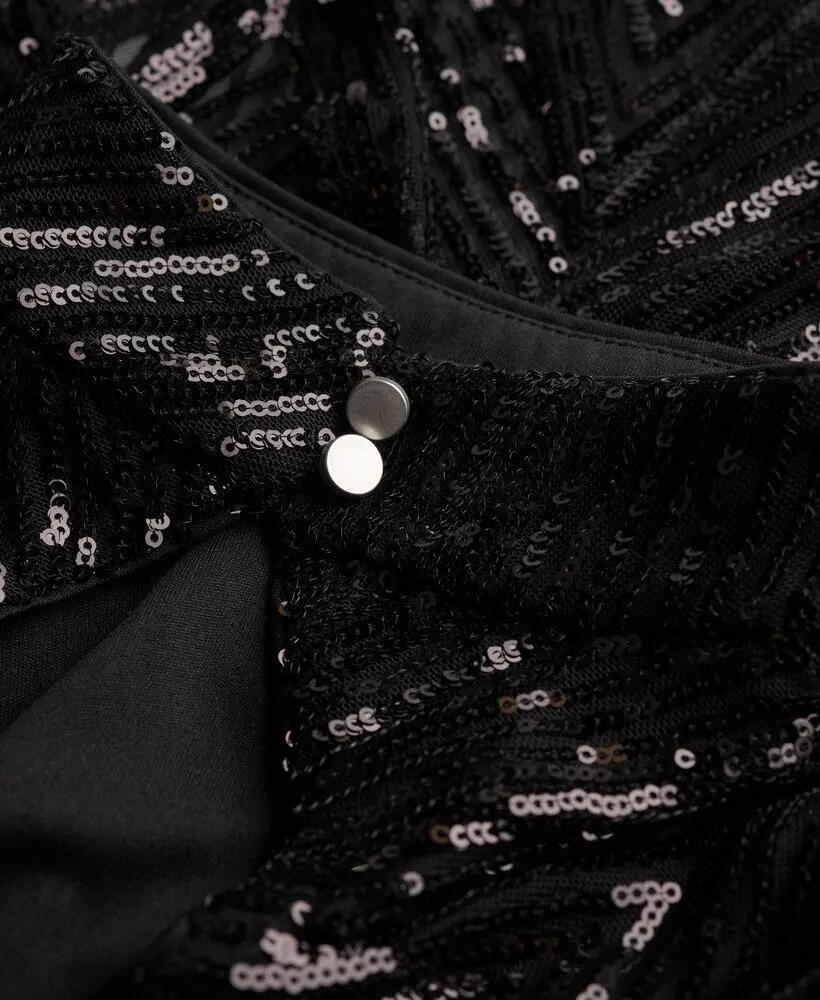 superdry Midi-jurk lange mouwen met open rug en pailletten 7/7