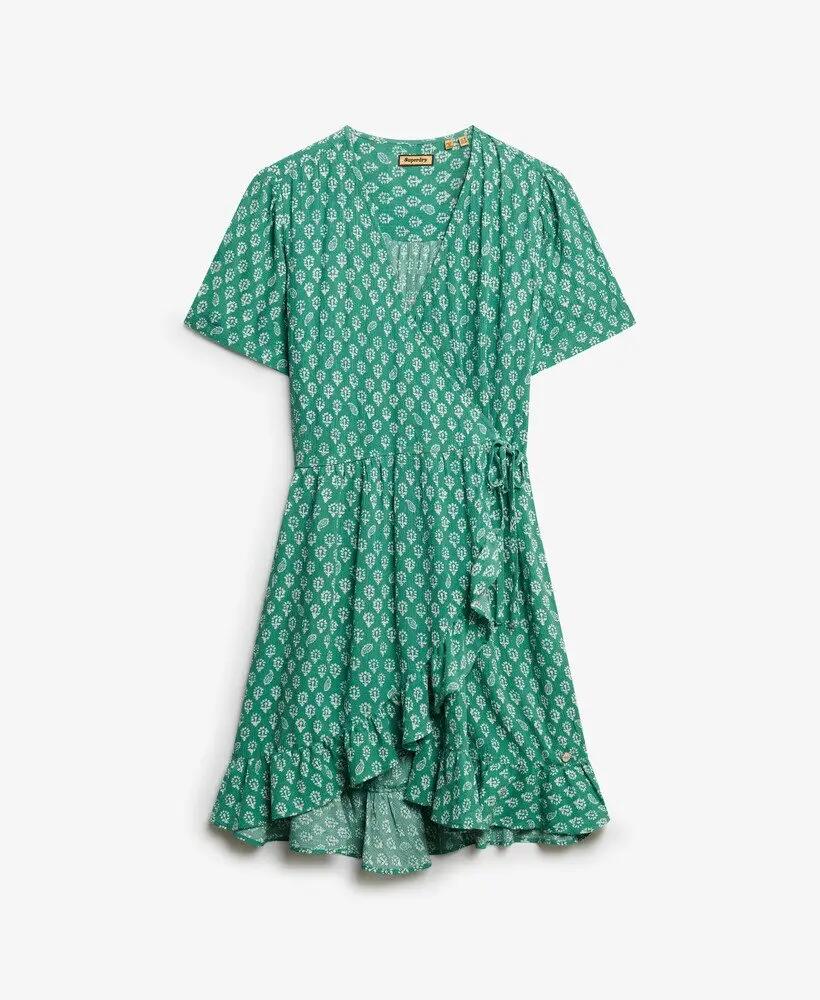 superdry Vestido curto cruzado estampado em viscose 6/6