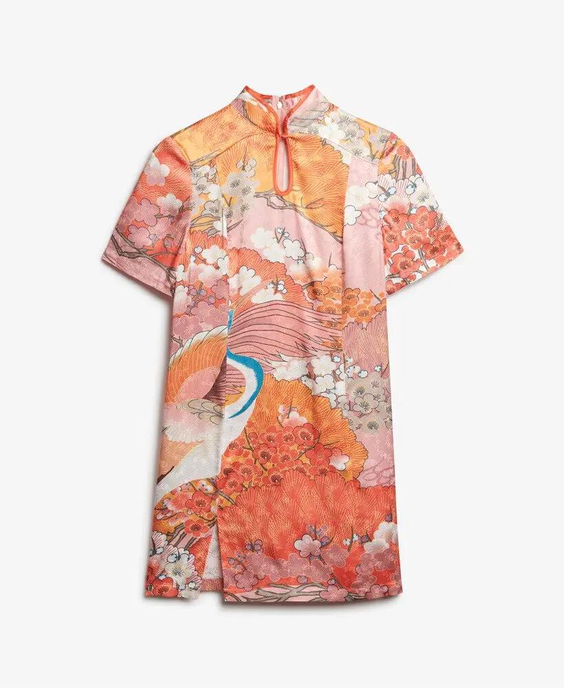 superdry Vestido curto Mandarin Jacquard em viscose LENZING™ ECOVERO™ 6/6