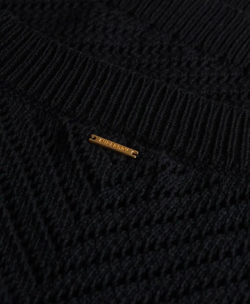 superdry Chevron Häkel-Mini-Kleid aus Bio-Baumwolle - Schwarz 5/6
