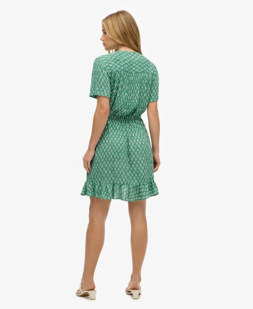 superdry Vestido curto cruzado estampado em viscose 5/6