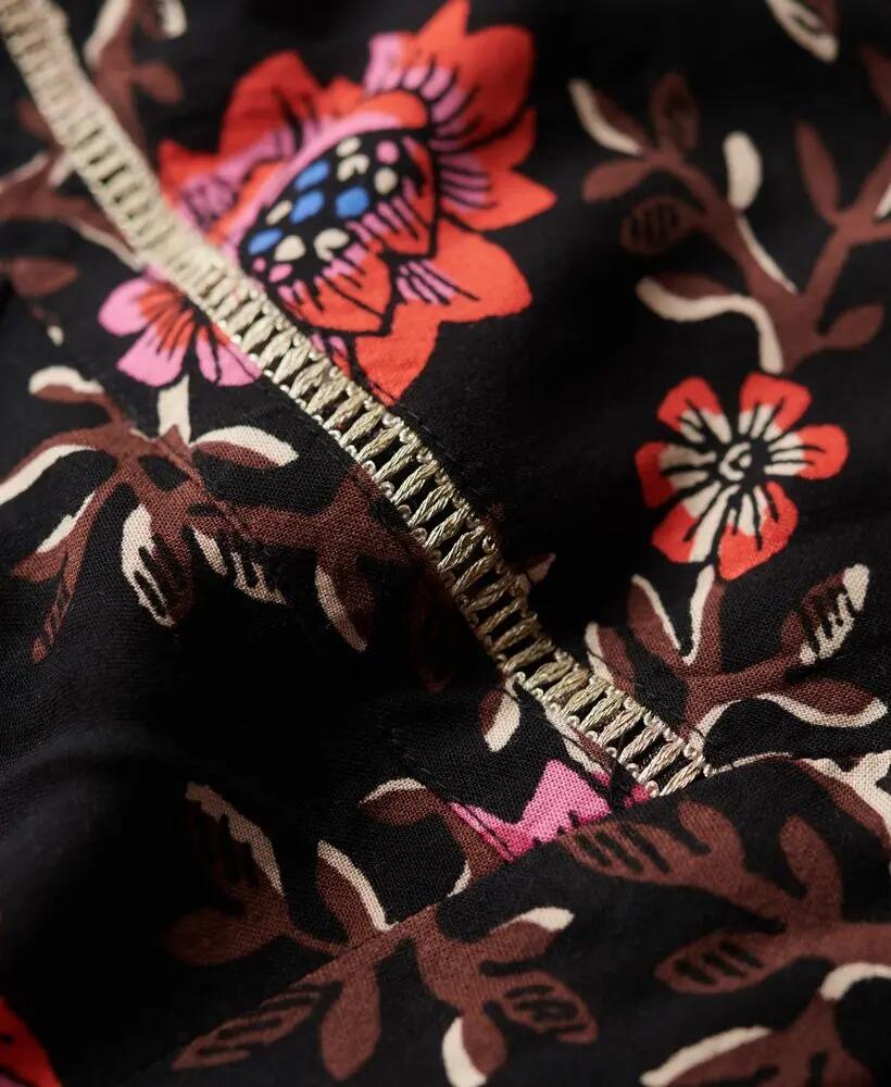 superdry Bedrukt V‑Hals Mini Tea Jurk Mori Floral Brown 6/7