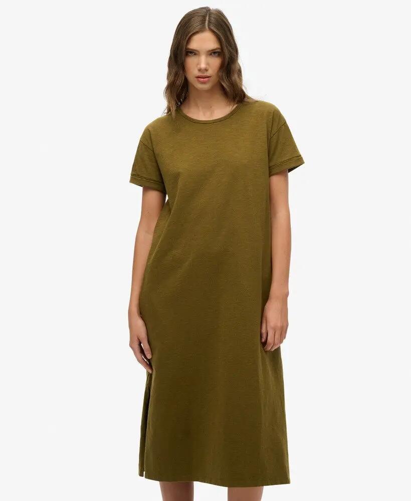superdry Midi T-shirt Dress em algodão – KHAKI 5/7