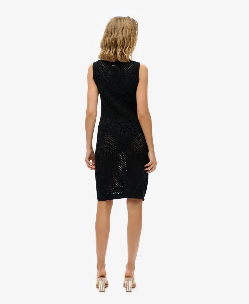 superdry Chevron Häkel-Mini-Kleid aus Bio-Baumwolle - Schwarz 4/6