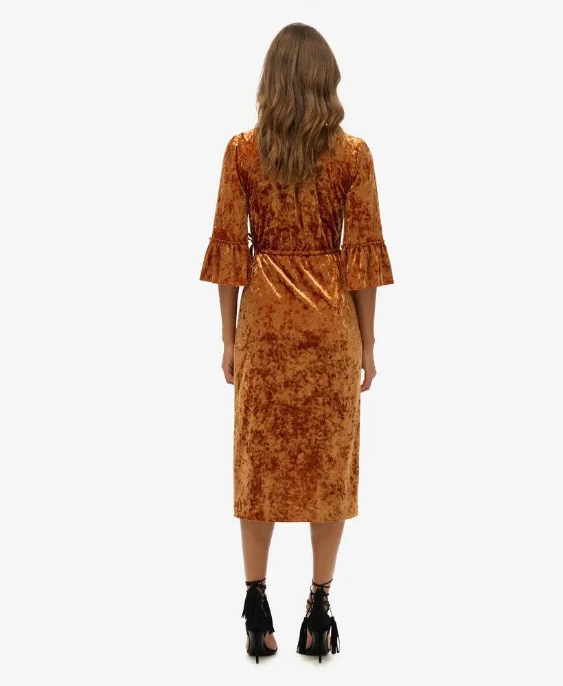 superdry Vestido midi cruzado em veludo 4/6