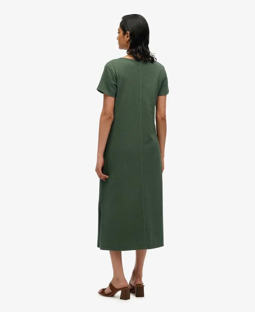 superdry Ss Button Thru Jersey vestido midi em algodão biológico 5/7
