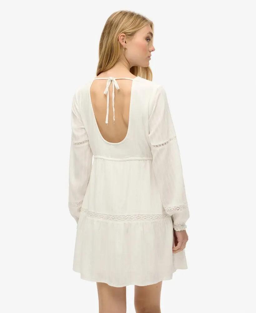 superdry Ibiza Lange mouw mini-jurk met laagjes en kant 5/7