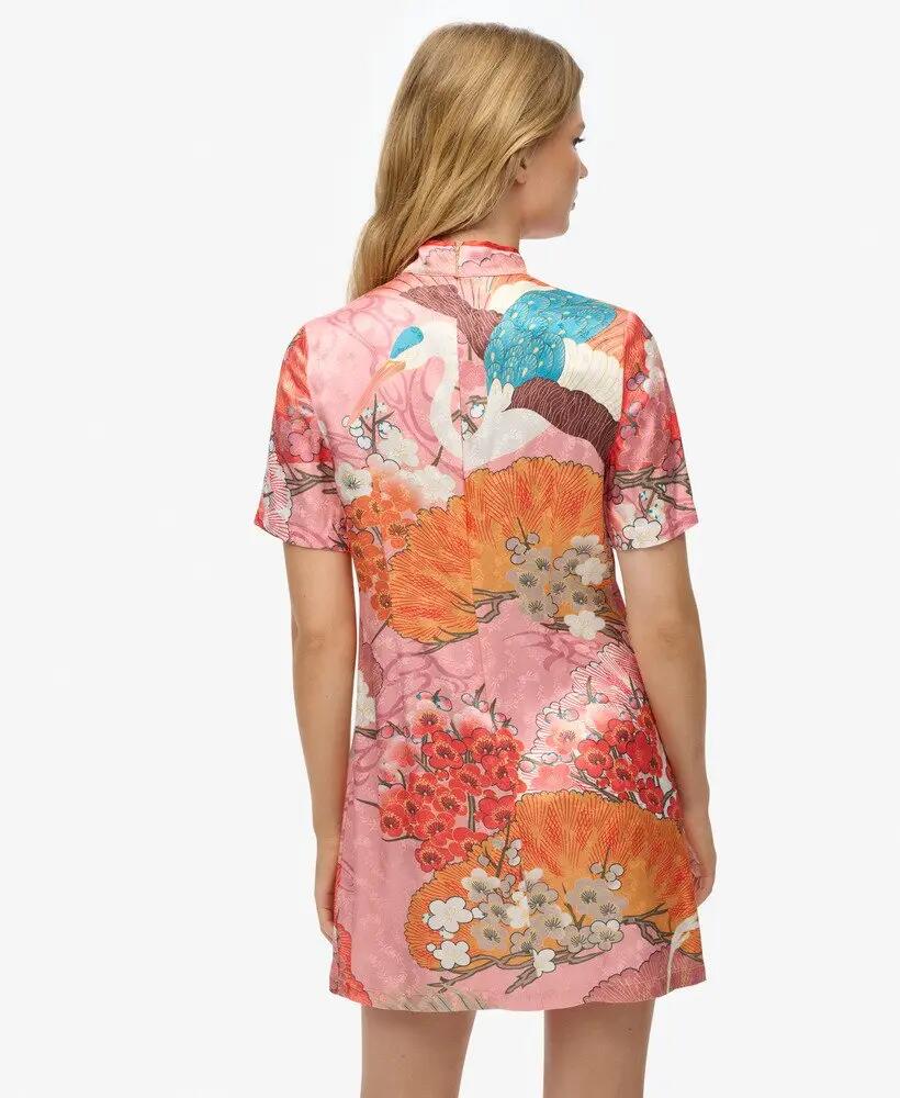 superdry Vestido curto Mandarin Jacquard em viscose LENZING™ ECOVERO™ 4/6