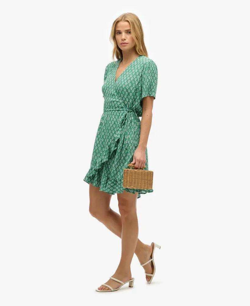 superdry Vestido curto cruzado estampado em viscose 4/6