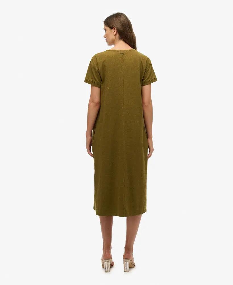 superdry Midi T-shirt Dress em algodão – KHAKI 4/7