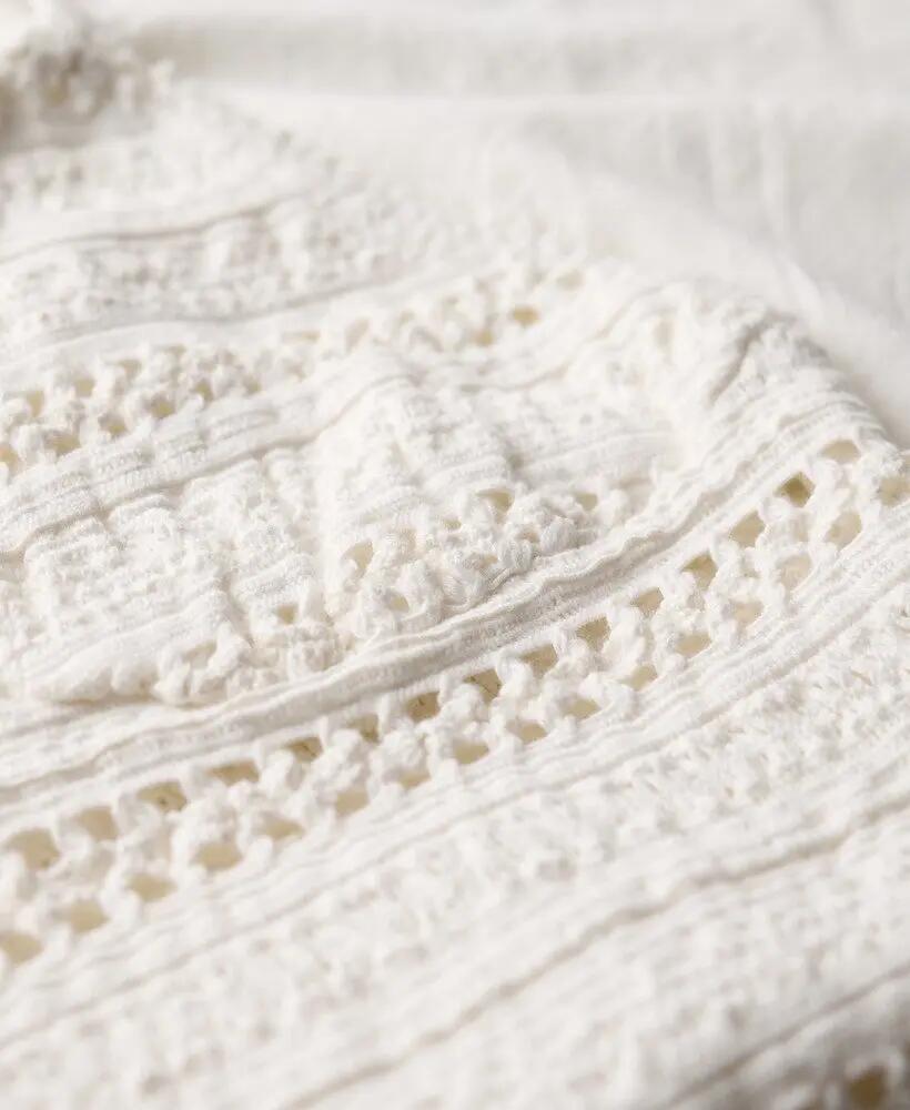 superdry Vestido curto em jersey e renda - Off White 6/7