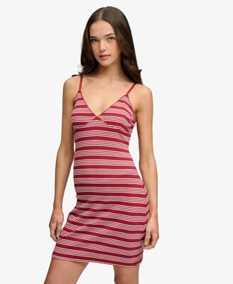 Superdry gestreepte ribjersey mini-jurk