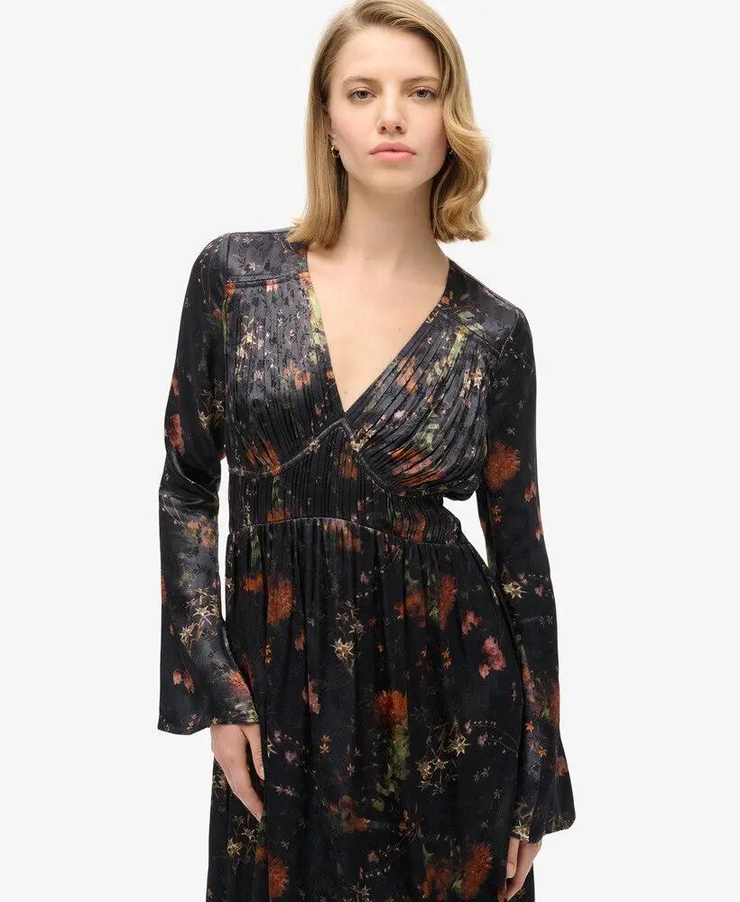 superdry Vestito midi jacquard maniche a campana 3/6