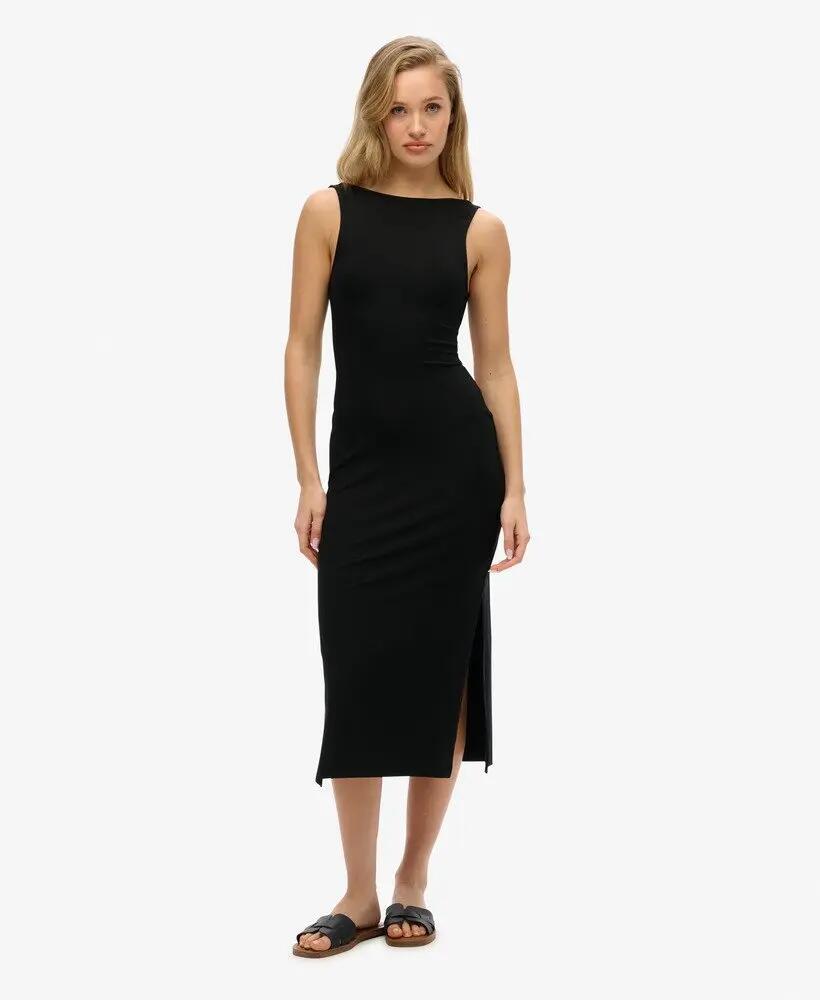 superdry Vestido midi Jersey Twist Back preto – corte slim 2/4