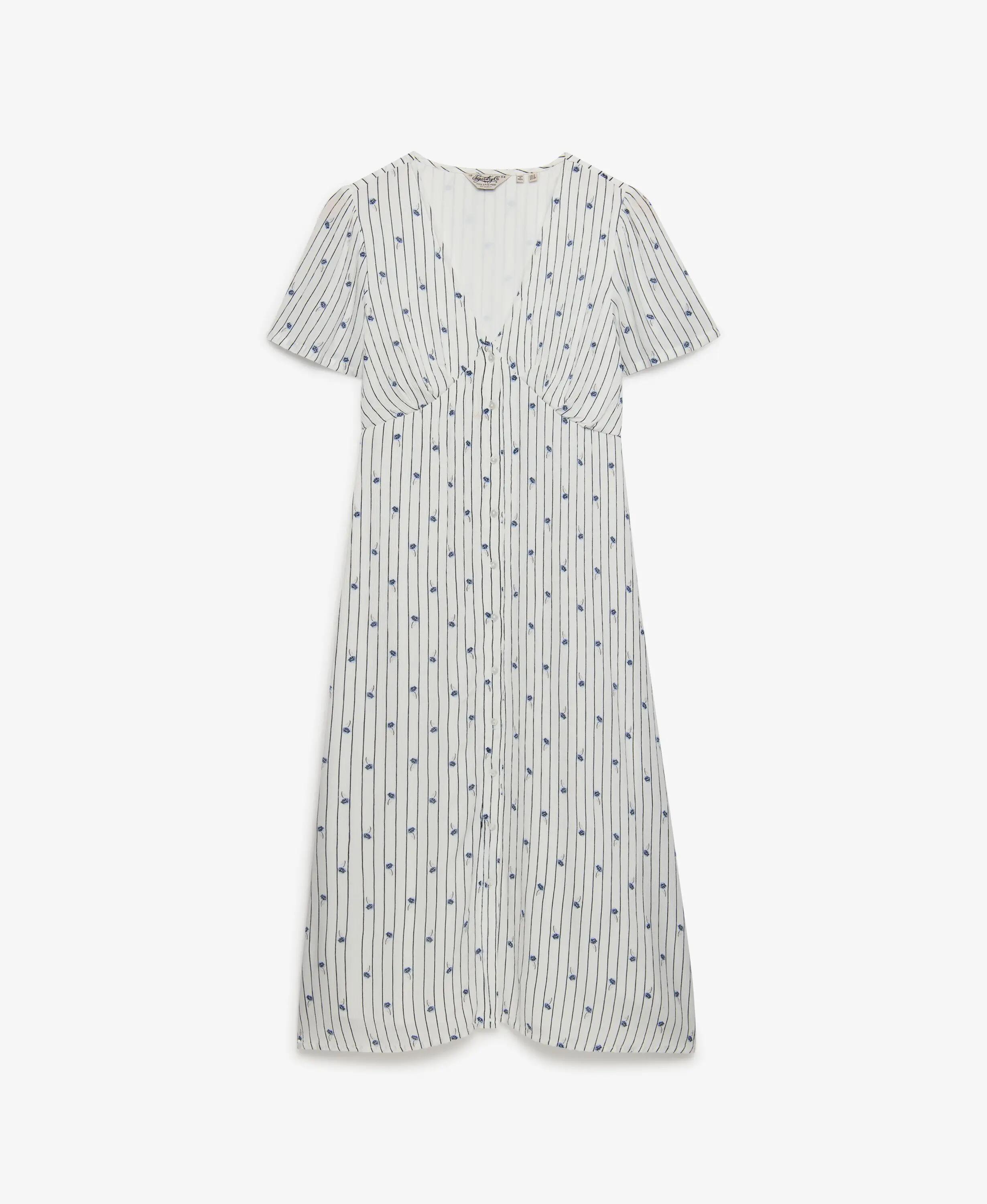 superdry Vestido midi tea estampado com botões em viscose 7/7