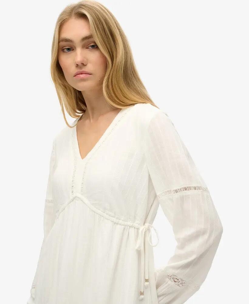 superdry Ibiza Lange mouw mini-jurk met laagjes en kant 4/7