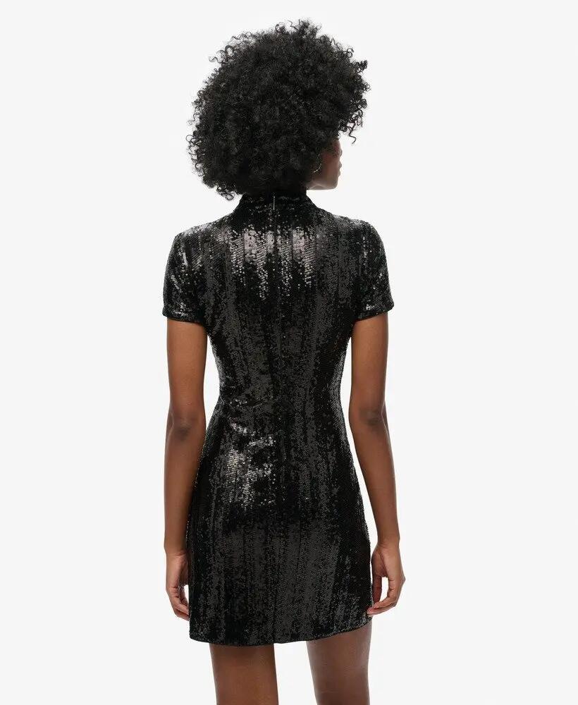 superdry Abito corto Mandarin Sequin nero 4/7