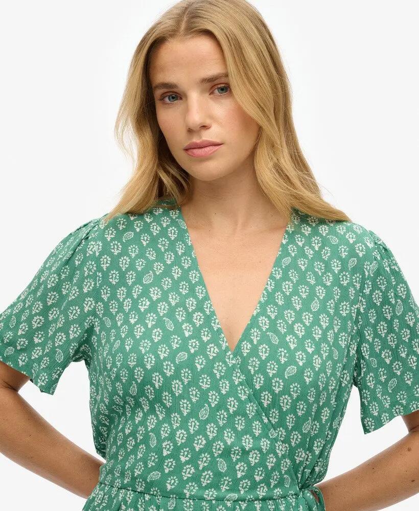 superdry Vestido curto cruzado estampado em viscose 3/6