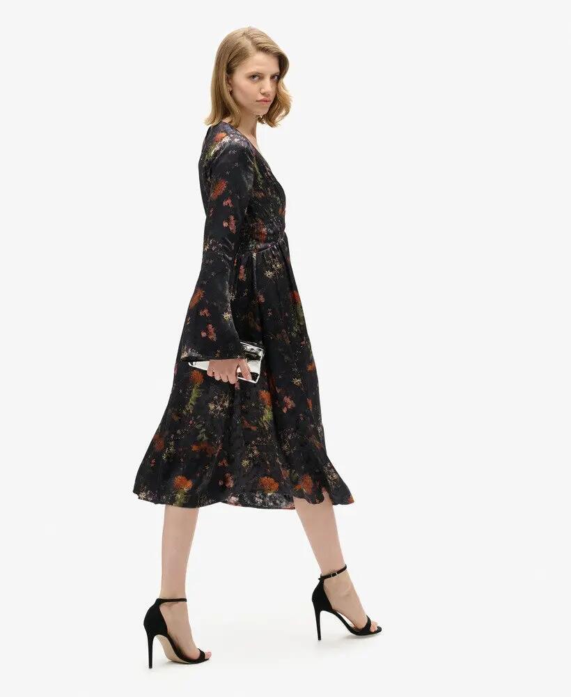superdry Vestito midi jacquard maniche a campana 2/6