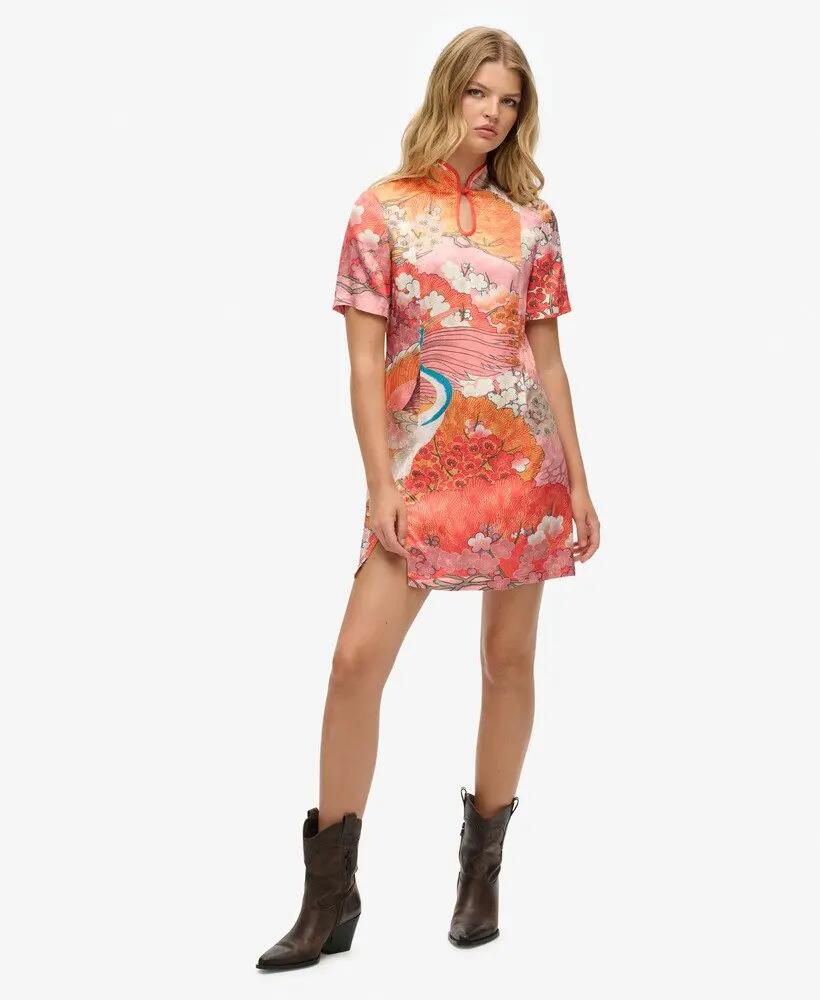 superdry Vestido curto Mandarin Jacquard em viscose LENZING™ ECOVERO™ 2/6