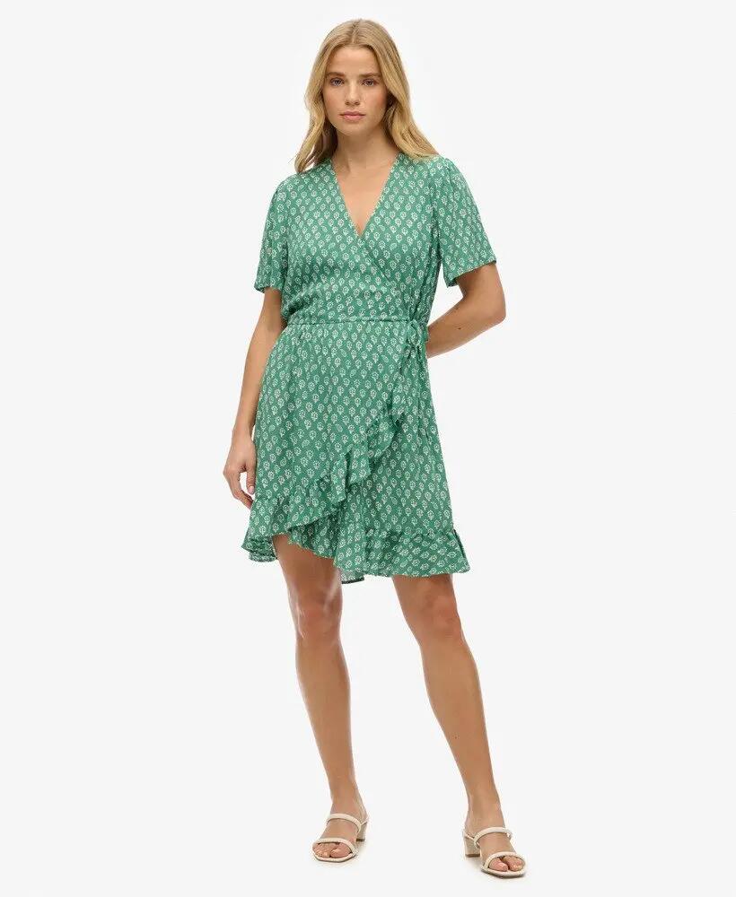 superdry Vestido curto cruzado estampado em viscose 2/6
