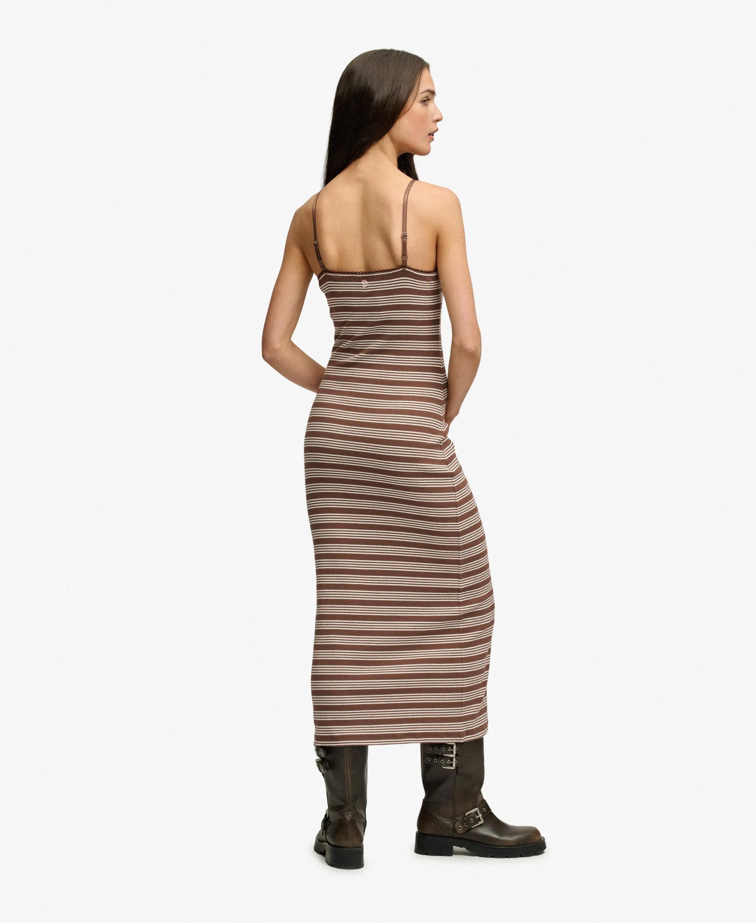 superdry Vestido maxi em jersey canalado às riscas 6/7