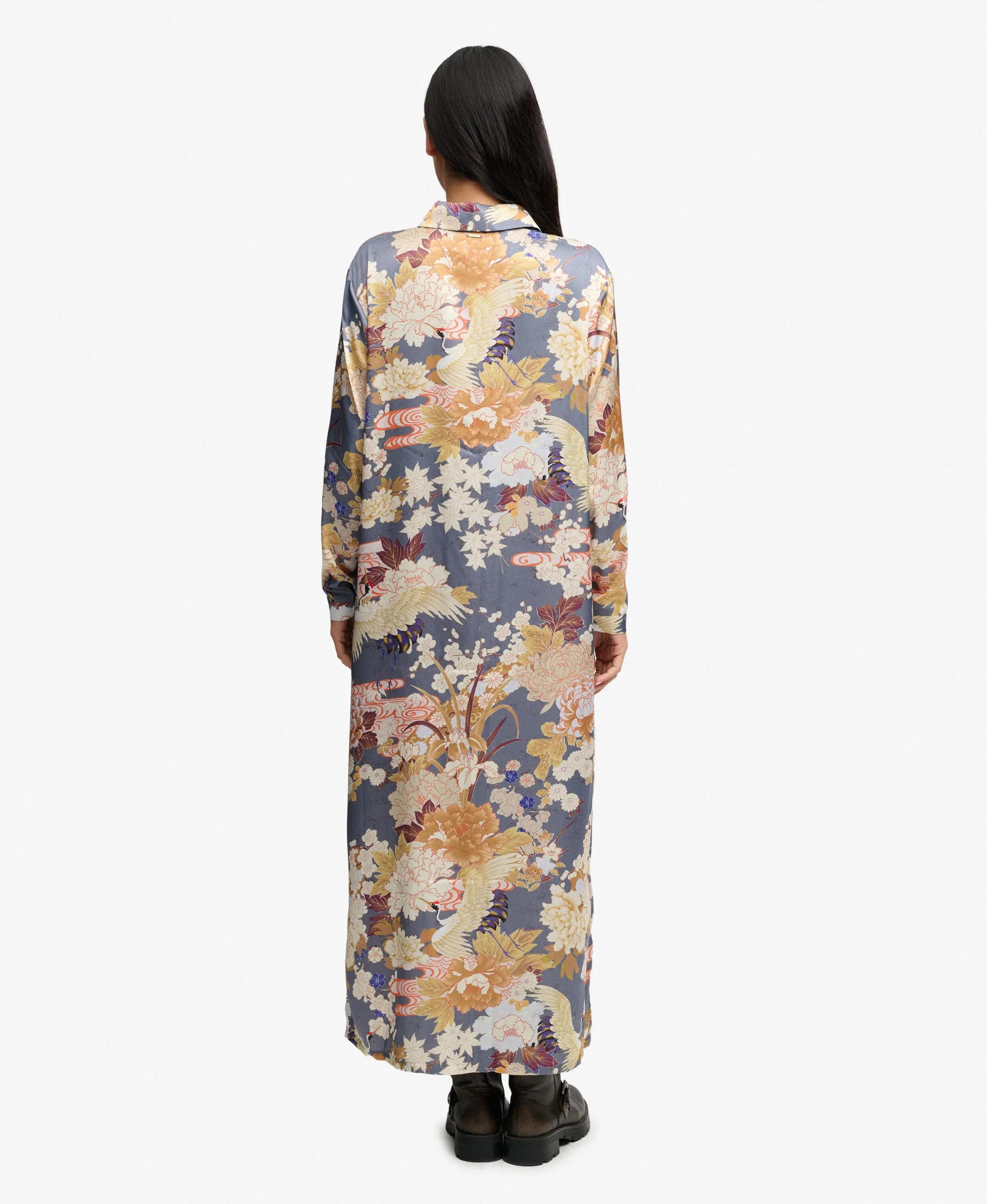 superdry Vestido-chemisa maxi em cetim com estampado floral 6/7