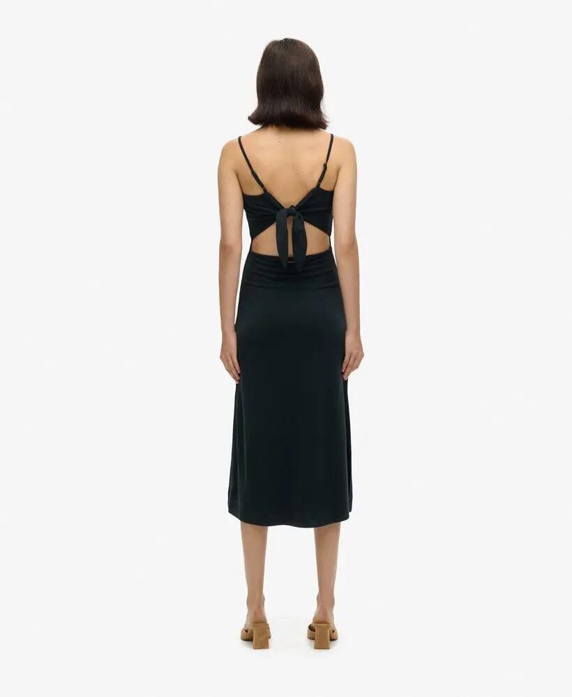 superdry Vestido Jersey Open Back preto com costas abertas 4/7