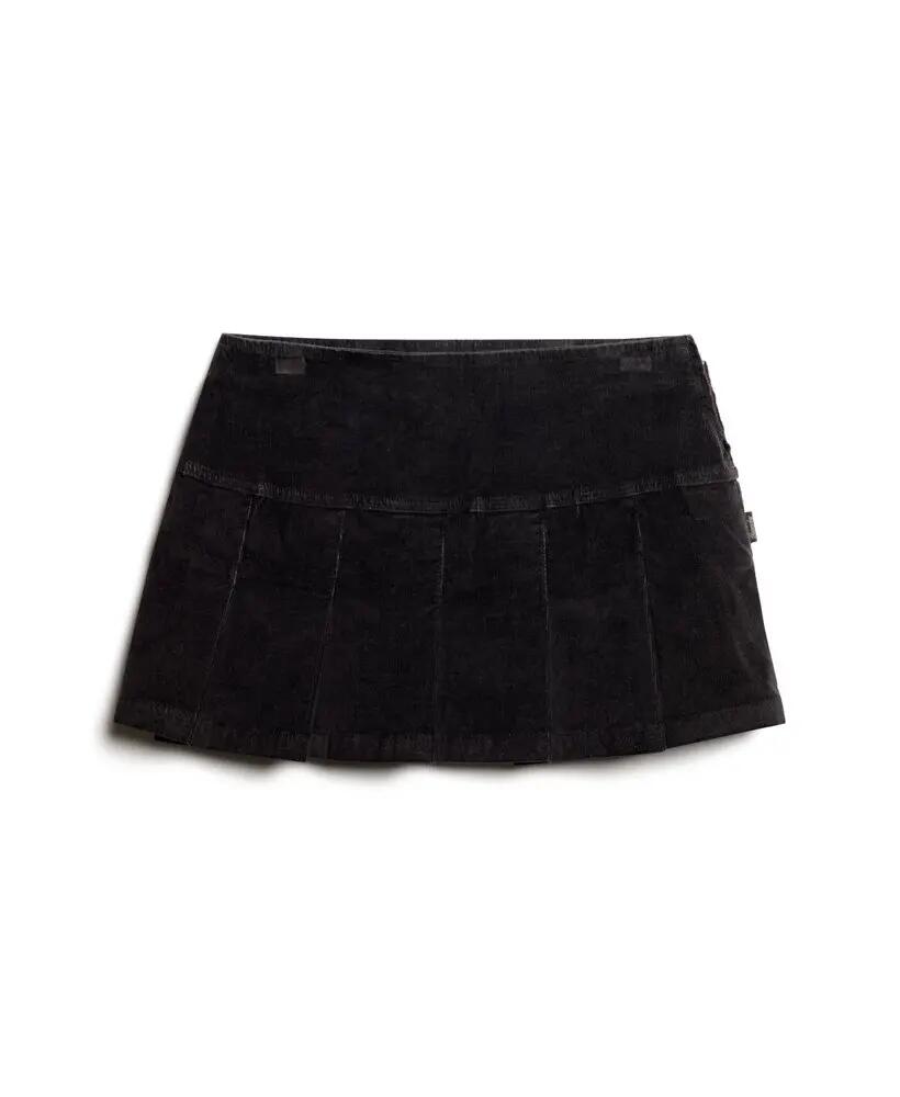 superdry Minissaia Plissada Vintage em Cotelê – BISON BLACK 5/5