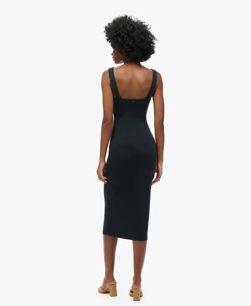 superdry Vestido Midi Jersey com Decote Quadrado – Preto 4/6