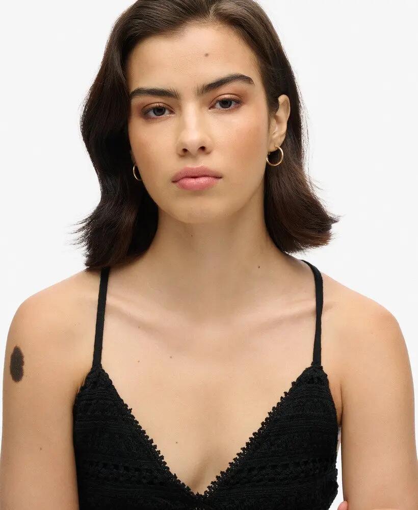 superdry Mini sukienka z dzianiny i koronki czarna 3/7