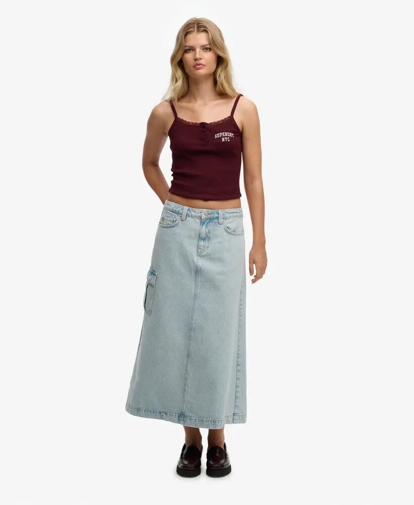 superdry Denim Cargo Maxi Rok – 100% Biologisch Katoen 1/7