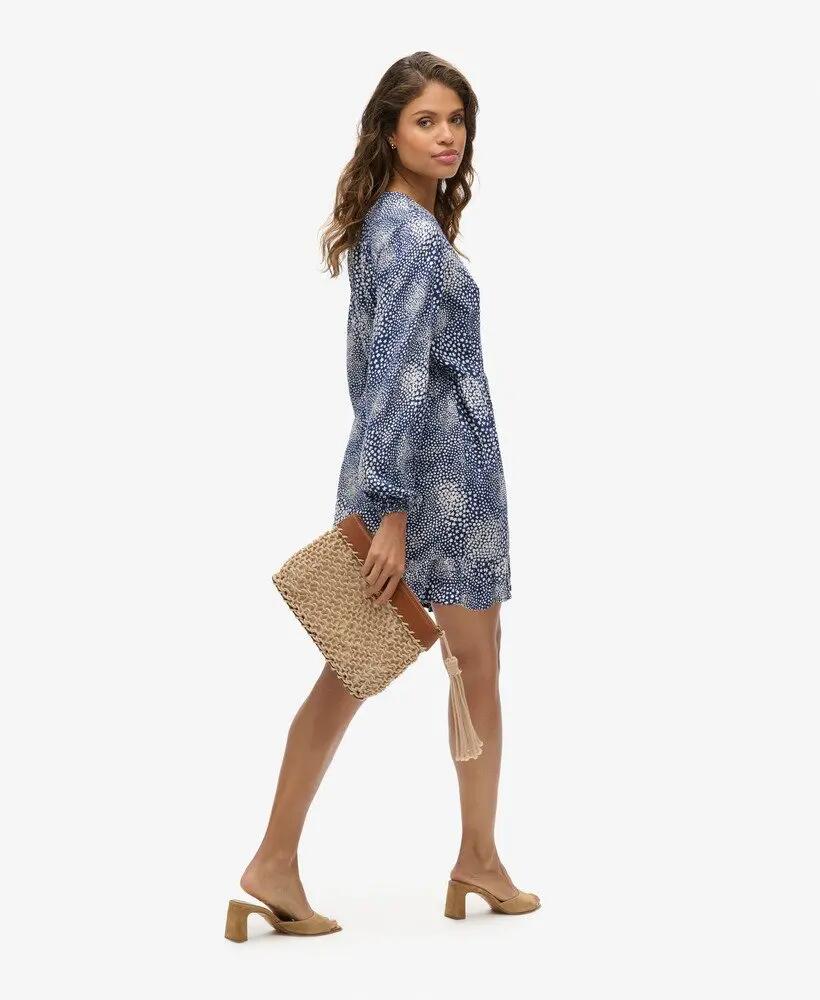 superdry Vestido curto transpassado estampado em viscose - Scattered Ditsy Navy 5/7